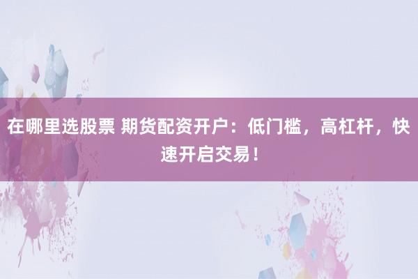 在哪里选股票 期货配资开户：低门槛，高杠杆，快速开启交易！